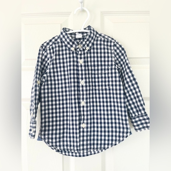 Old Navy Blue and White Gingham Button Down Shirt - Picture 1 of 2